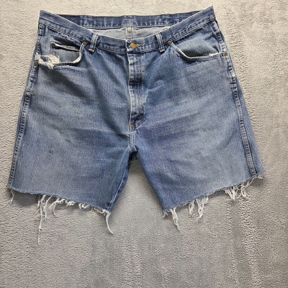 Wrangler Shorts Mens 37 Blue Cutoffs Dad‎ Jorts 7" Inseam Grunge Denim